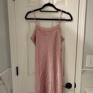 Vintage Vera Wang Blush Pink Patterned Silk Slip Dress